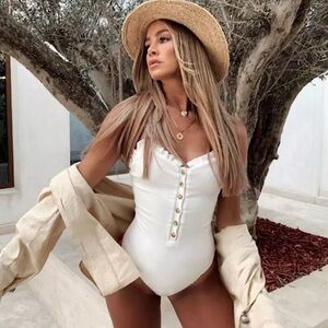 Elegant White Button-Up Bodysuit NWOT